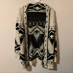 Aztec Print Cardigan Sweater
